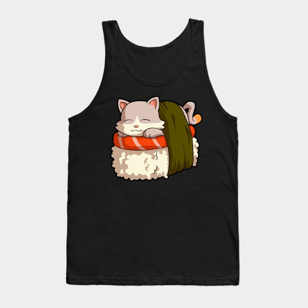 Kawaii Sushi Cat Cute Anime Neko Cat Lover & Otaku Japanese Tank Top by Blink_Imprints10